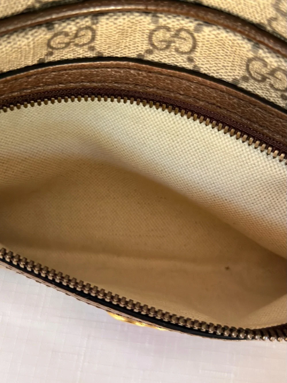 Gucci Brown & Beige GG Canvas Belt Bag with Green-Red